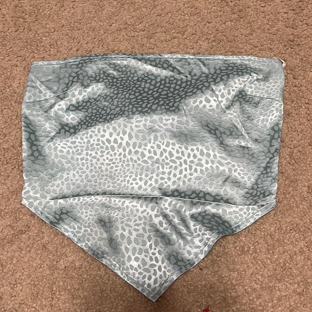 Light blue cheetah print bandeau top. Purchased off Amazon.